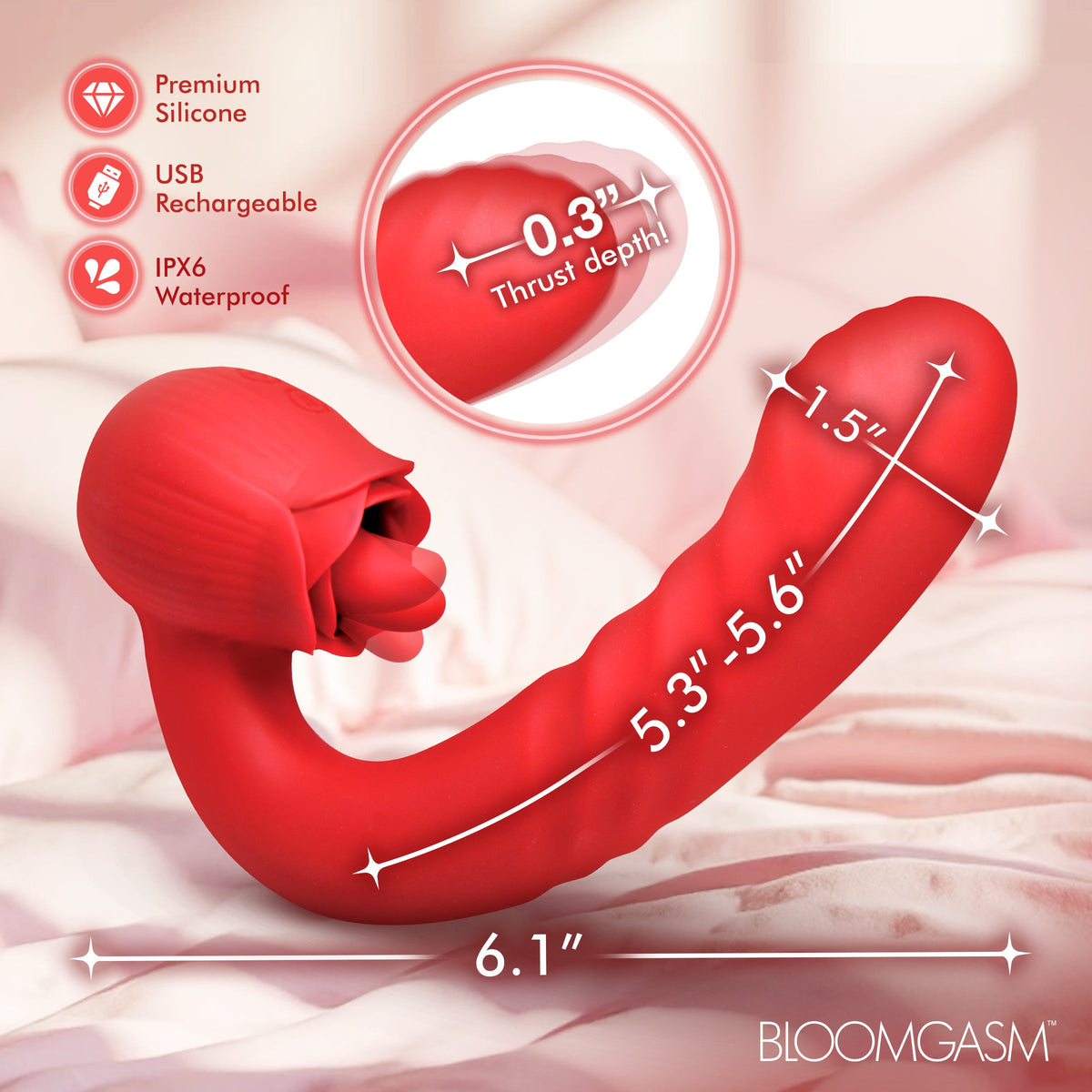 Boom Bloom Thrusting & Licking Rose Vibrator