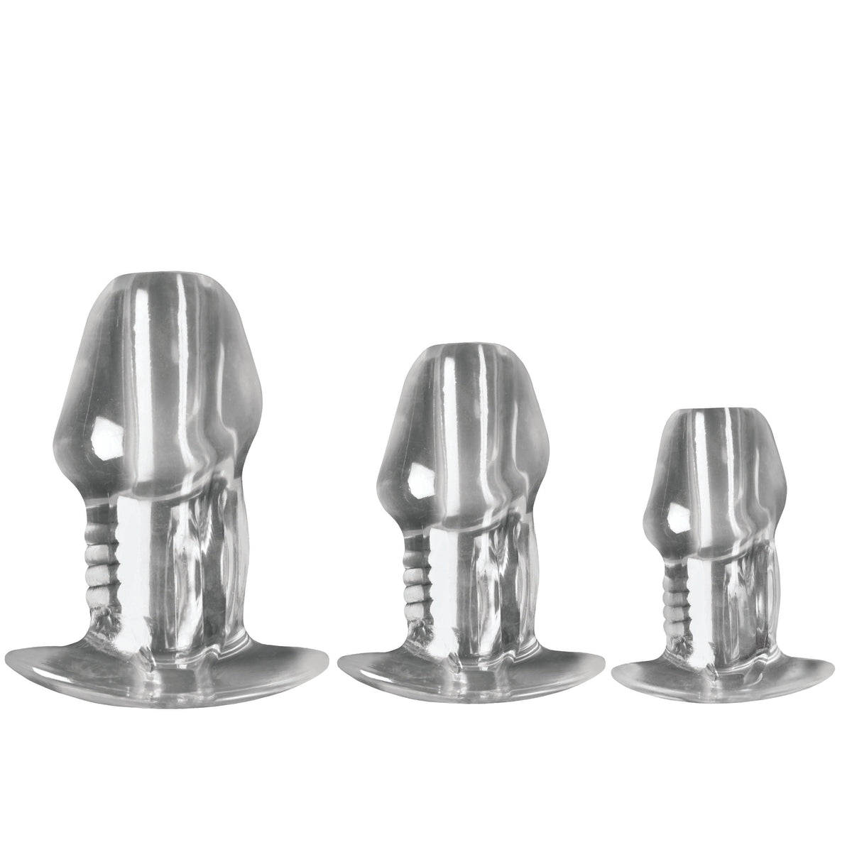 Dicked Clear Hollow Anal Plug 3pc Set