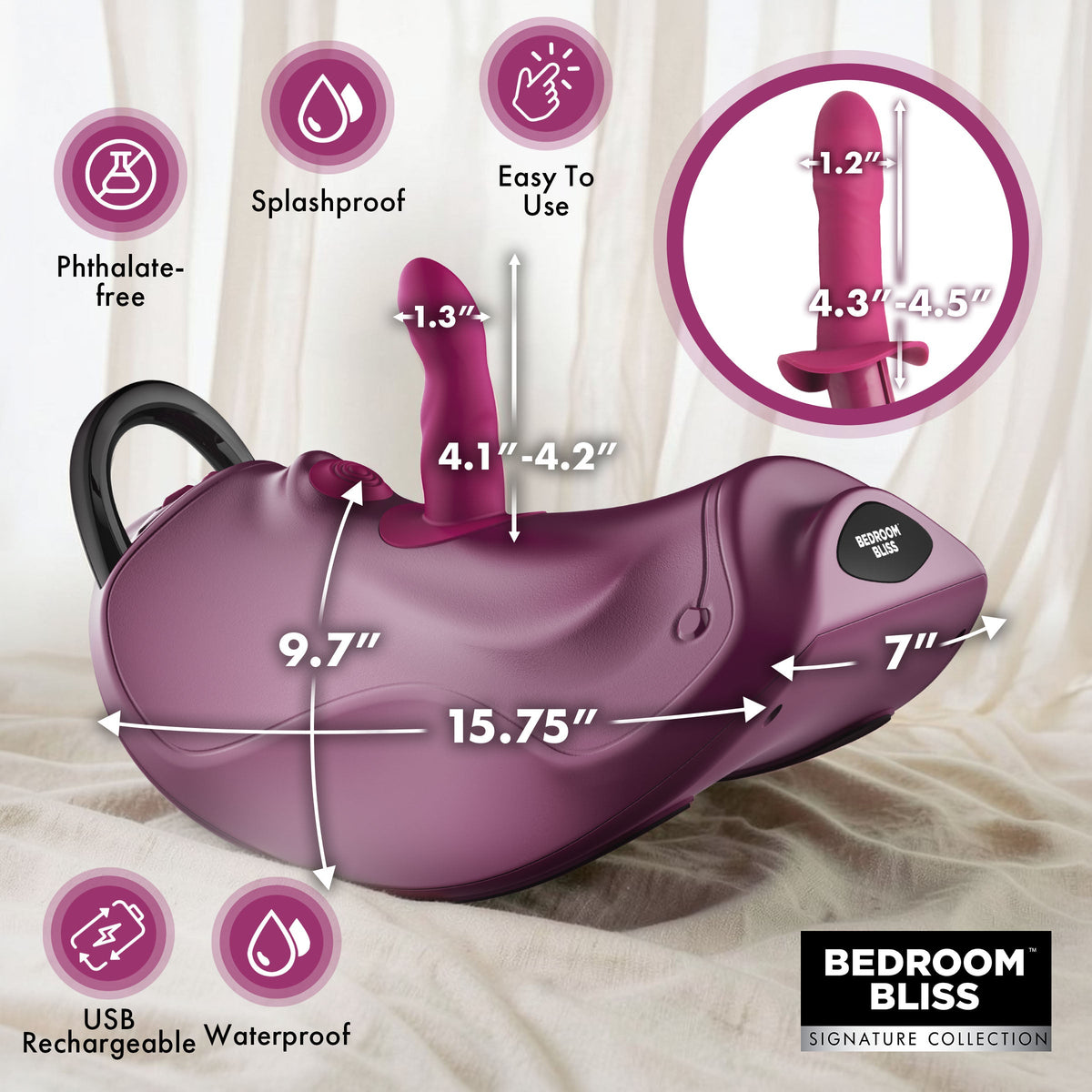 Bedroom Bliss Wild Ride Rocking Saddle Rechargeable Sex Machine with Remote - Purple