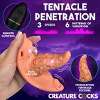 Creature Cocks Tenta Kiss Rechargeable Silicone Panty Vibe Tongue Harness with Remote - Vanilla/Black