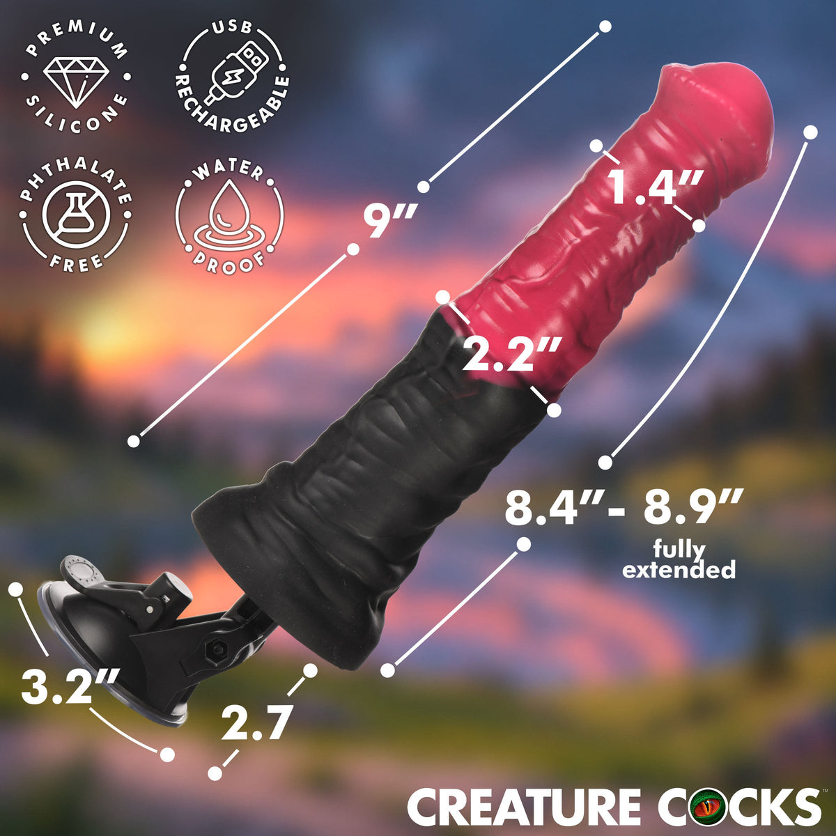 Creature Cocks Thrusting Gallop Thrusting & Vibrating Silicone Dildo
