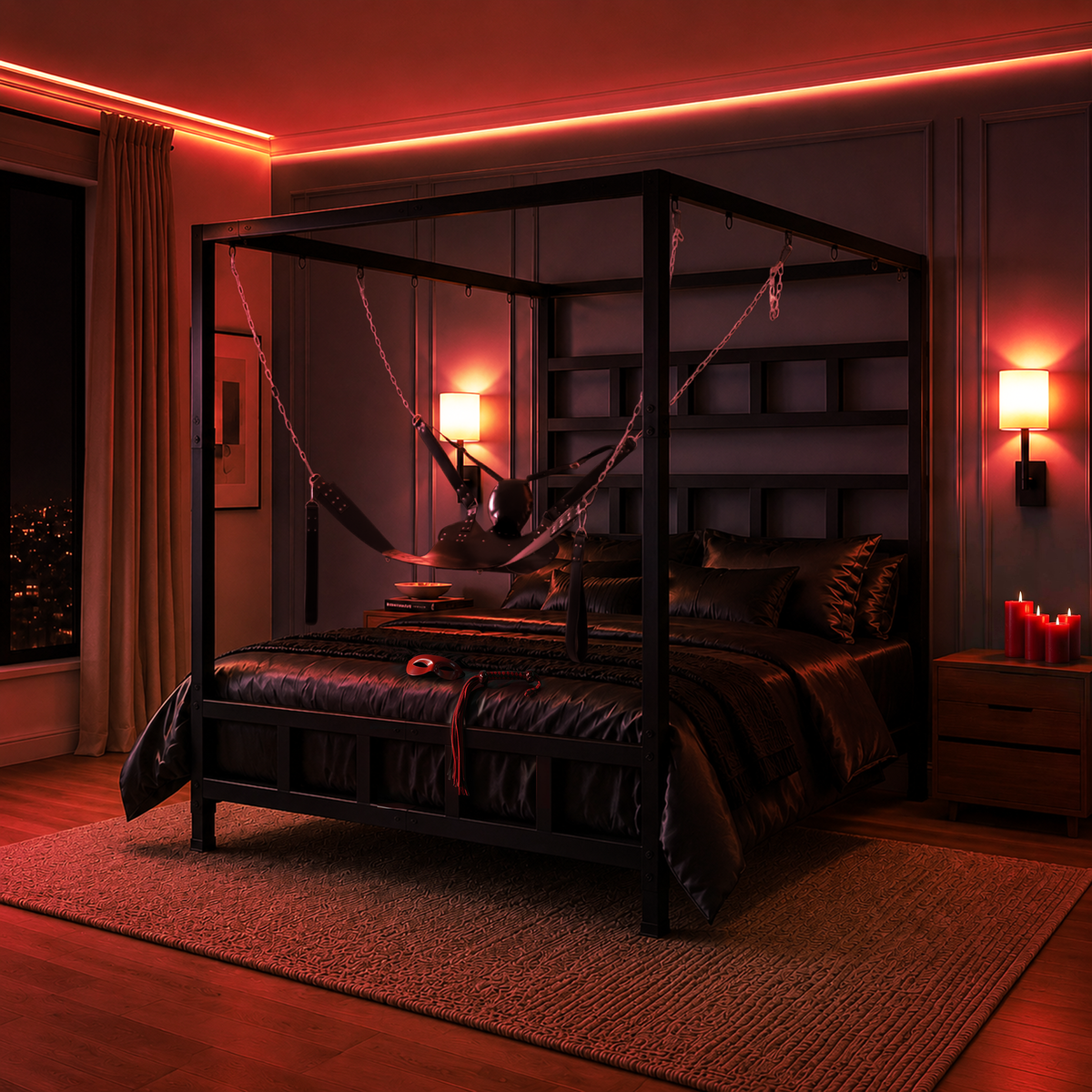 King Size Bondage Bed night setting