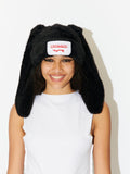 LOVERBOY BY CHARLES JEFFREY FLUFFY CHUNKY RABBIT BEANIE BLACK