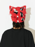 LOVERBOY BY CHARLES JEFFREY FLUFFY CHUNKY EARS BEANIE LEOPARD RED