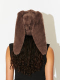 LOVERBOY BY CHARLES JEFFREY FLUFFY CHUNKY RABBIT BEANIE BROWN