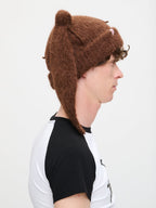 LOVERBOY BY CHARLES JEFFREY ALPACA CHUNKY RABBIT BEANIE in BROWN