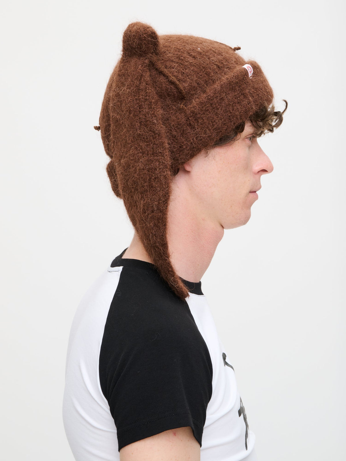 LOVERBOY BY CHARLES JEFFREY ALPACA CHUNKY RABBIT BEANIE in BROWN