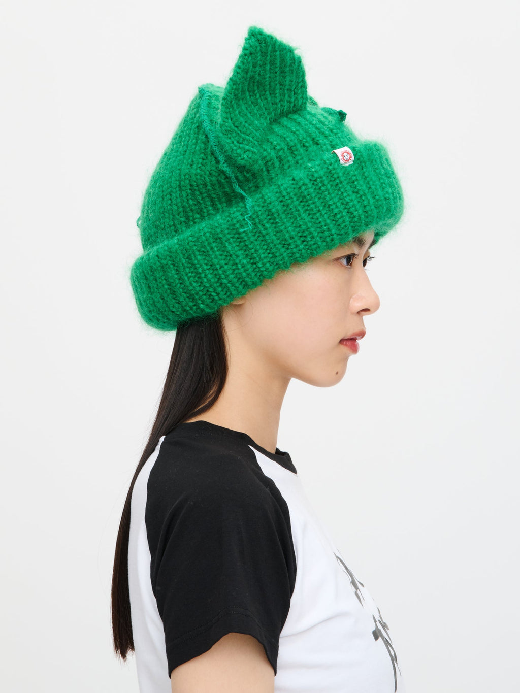 LOVERBOY BY CHARLES JEFFREY MOHAIR CHUNKY EARS BEANIE in GREEN