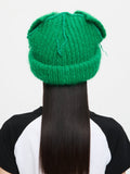 LOVERBOY BY CHARLES JEFFREY MOHAIR CHUNKY EARS BEANIE in GREEN