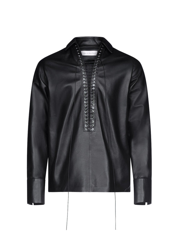 LUDOVIC DE SAINT SERNIN Alan Shirt Black Leather