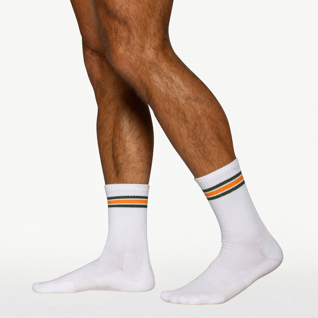 BIKE Vintage Crew Socks - White/Olive/Orange