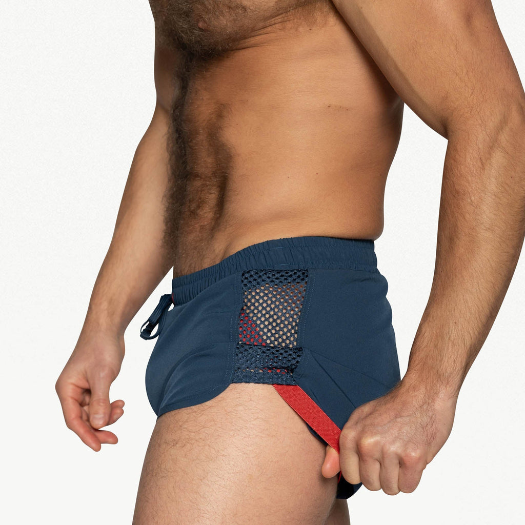 BIKE Peek-a-boo Jock Swim Trunk - Navy