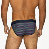 Stretch Cotton Jock Brief - Navy Micro Stripe