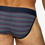 Stretch Cotton Jock Brief - Navy Micro Stripe