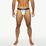 Stretch Cotton Jock Brief - White Micro Stripe
