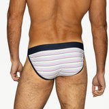 Stretch Cotton Jock Brief - White Micro Stripe
