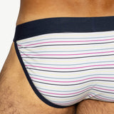 Stretch Cotton Jock Brief - White Micro Stripe