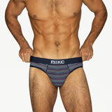 Stretch Cotton Brief - Navy Micro Stripe