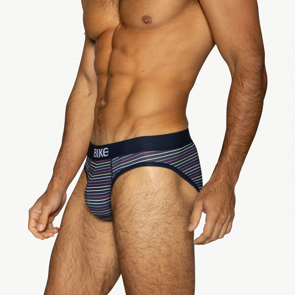 Stretch Cotton Brief - Navy Micro Stripe