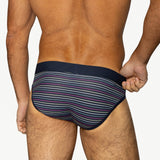 Stretch Cotton Brief - Navy Micro Stripe