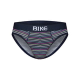 Stretch Cotton Brief - Navy Micro Stripe