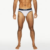 Stretch Cotton Brief - White Micro Stripe