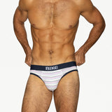 Stretch Cotton Brief - White Micro Stripe