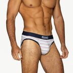 Stretch Cotton Brief - White Micro Stripe