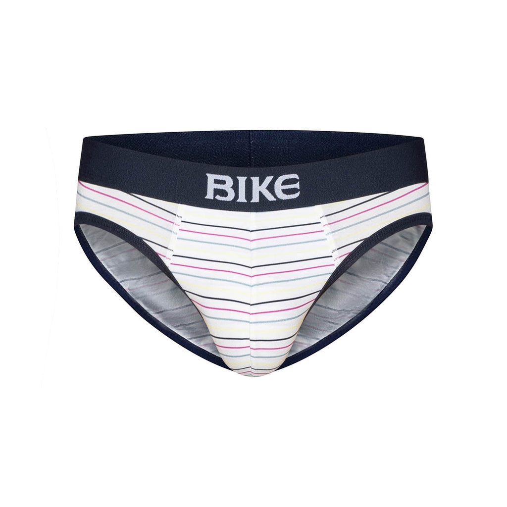 Stretch Cotton Brief - White Micro Stripe