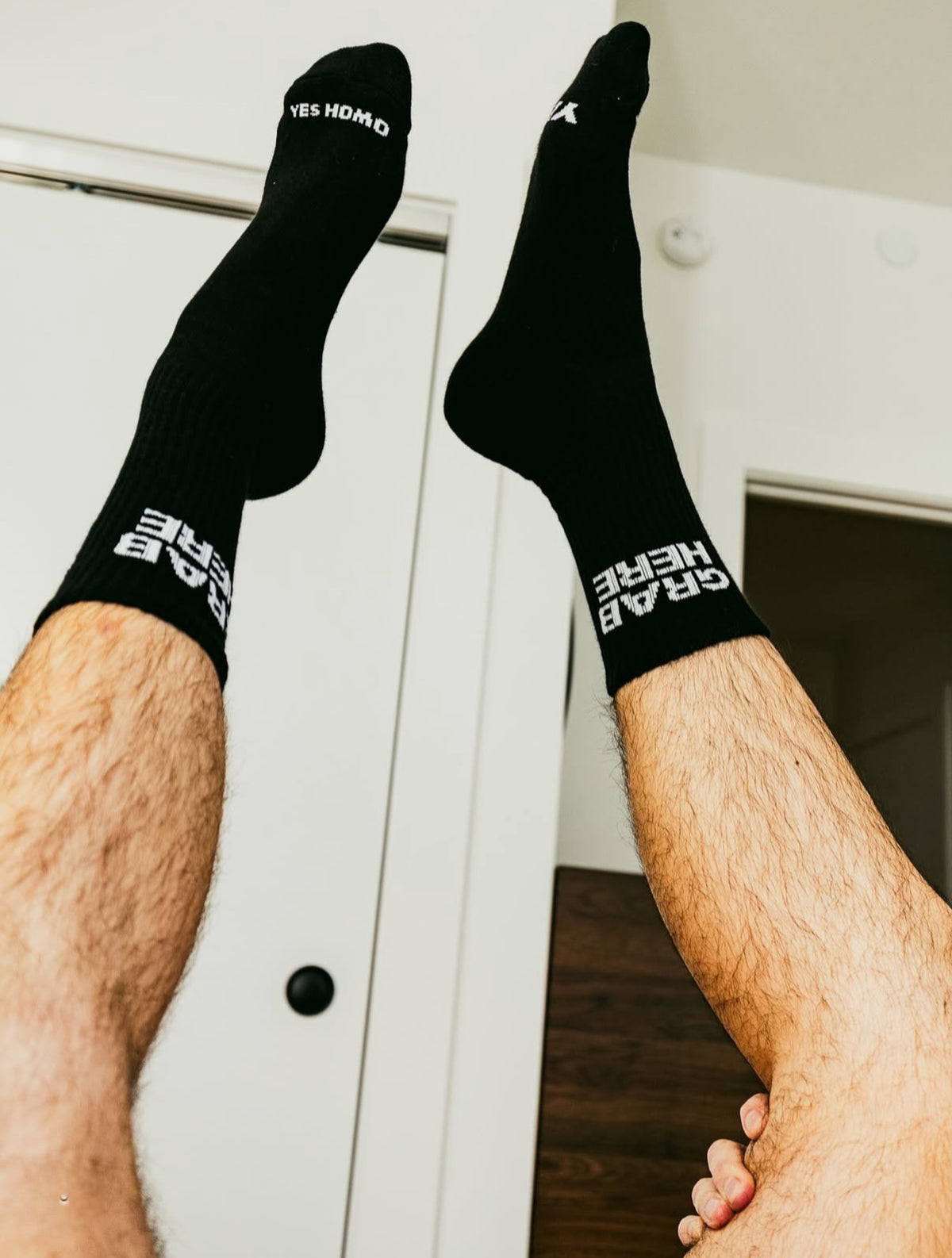 Grab Here Socks by YES HOMO - White