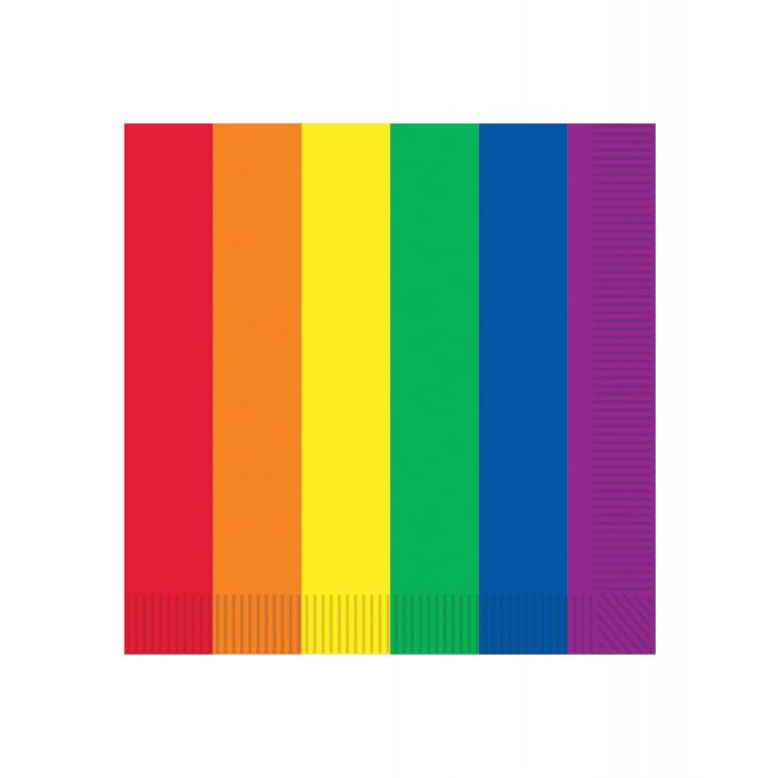 Beistle Pride Luncheon Napkins - Rainbow Pack of 16