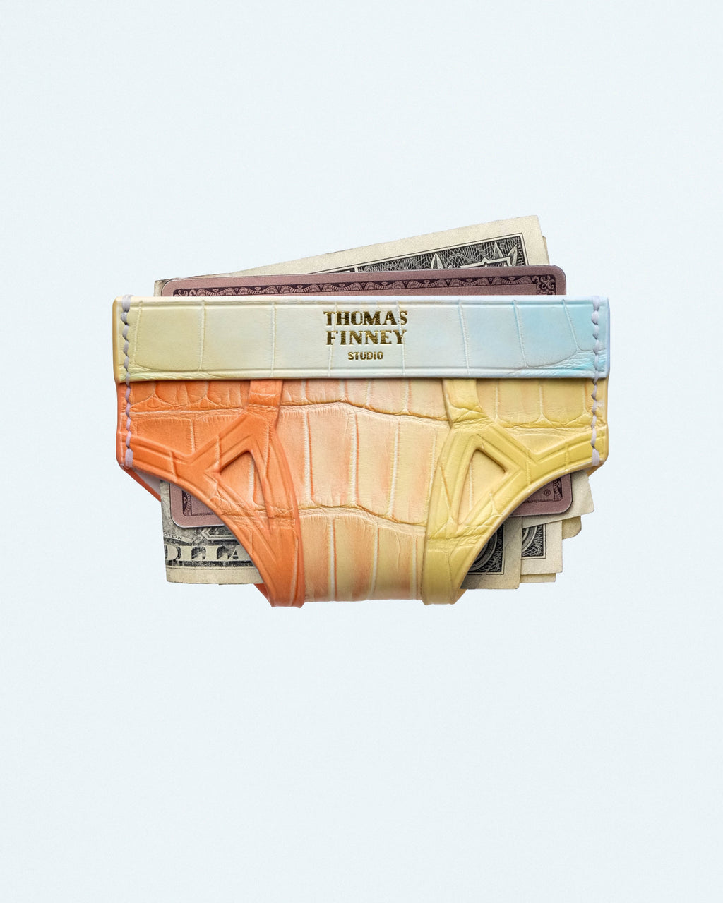 Brief Card Case In Sunset Gradient Crocodile No. 03 by Thomas Finney