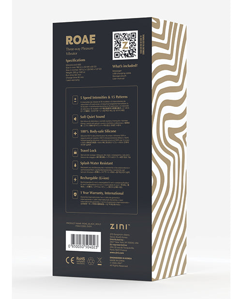 Zini Roae SE Triple Stimulation Rabbit Vibrator - Black