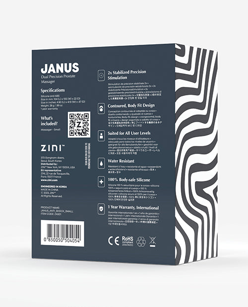 Zini Janus Anti Shock Vibrating Prostate Massager - Small Black