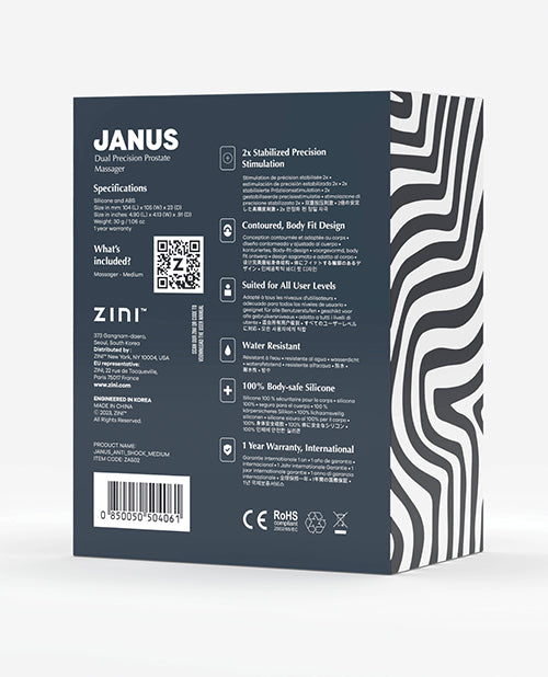 Zini Janus Anti Shock Vibrating Prostate Massager - Medium Black