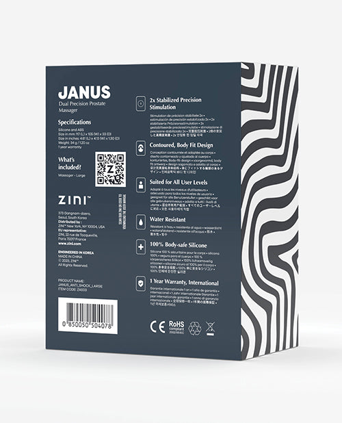Zini Janus Anti Shock Vibrating Prostate Massager - Large Black