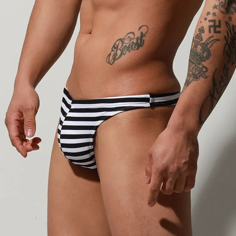 B&W Stripes Swim Brief