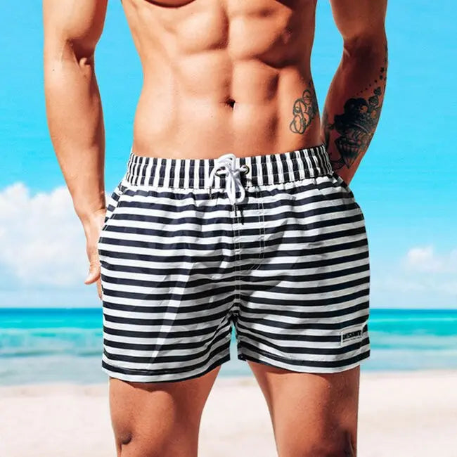 B&W Stripes Swim Shorts