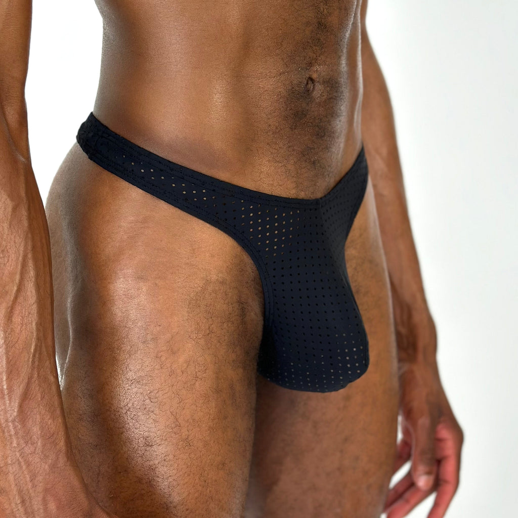 Alfons Dovana Black Mesh Thong