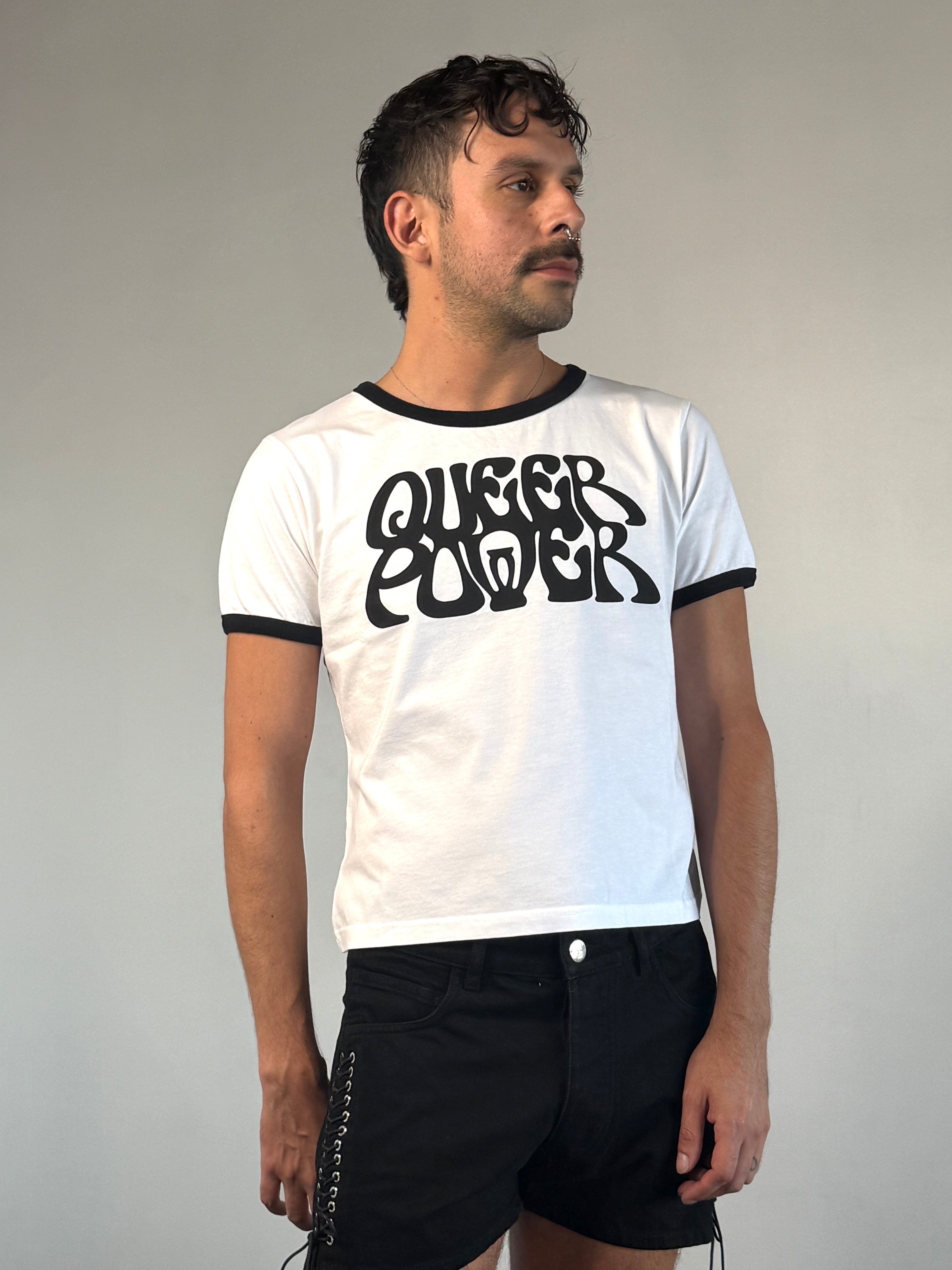 Queer Power T-Shirt in White / Black by LUDOVIC DE SAINT SERNIN