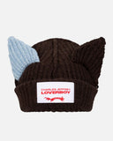 LOVERBOY BY CHARLES JEFFREY CHUNKY EARS BEANIE in BROWN / BLUE