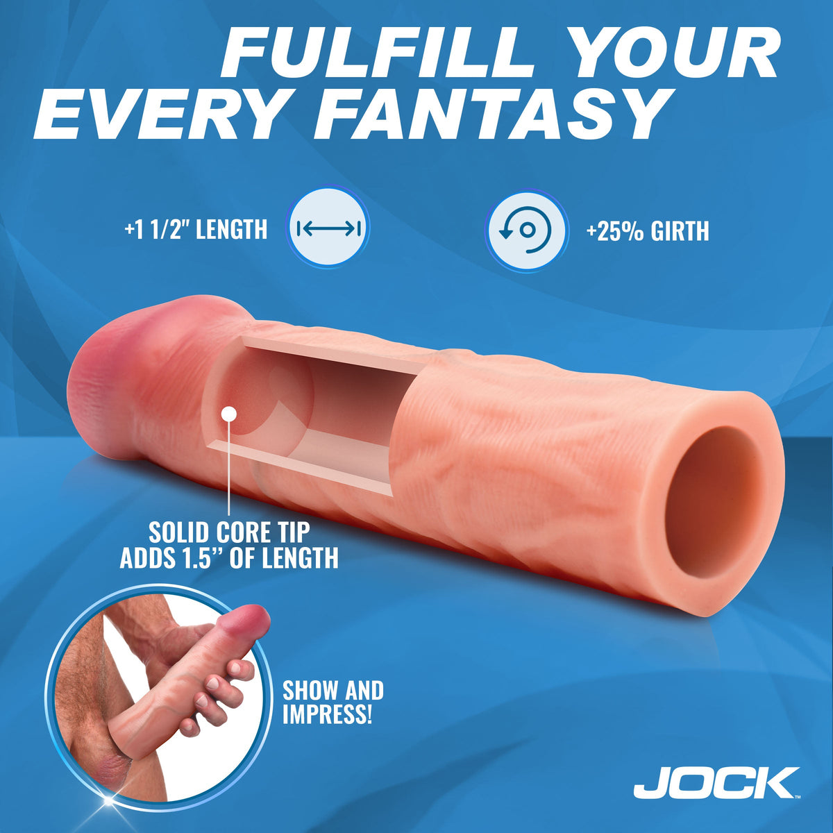 JOCK Enhancers 1.5" Silicone Penis Extension Sleeve - Light