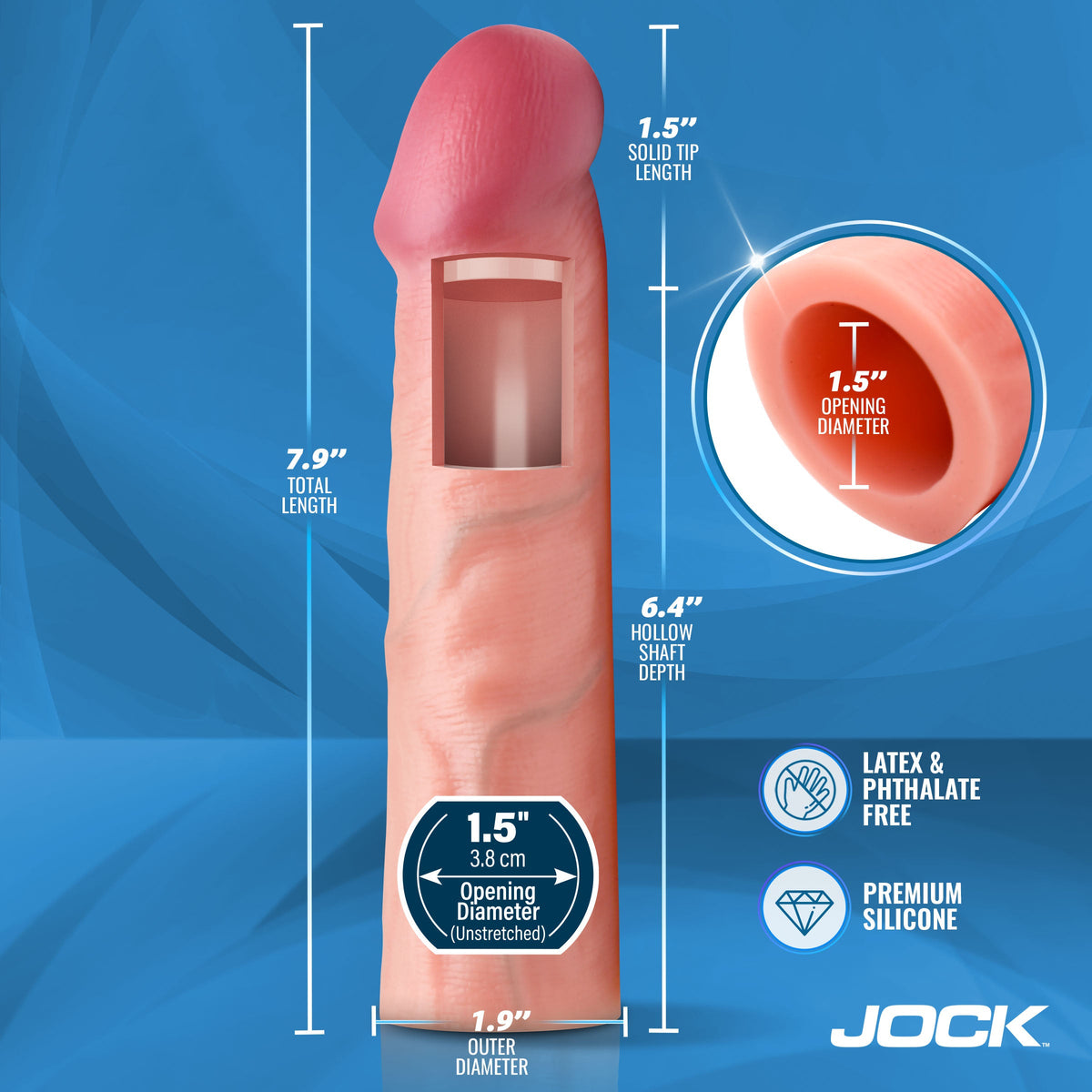 JOCK Enhancers 1.5" Silicone Penis Extension Sleeve - Light