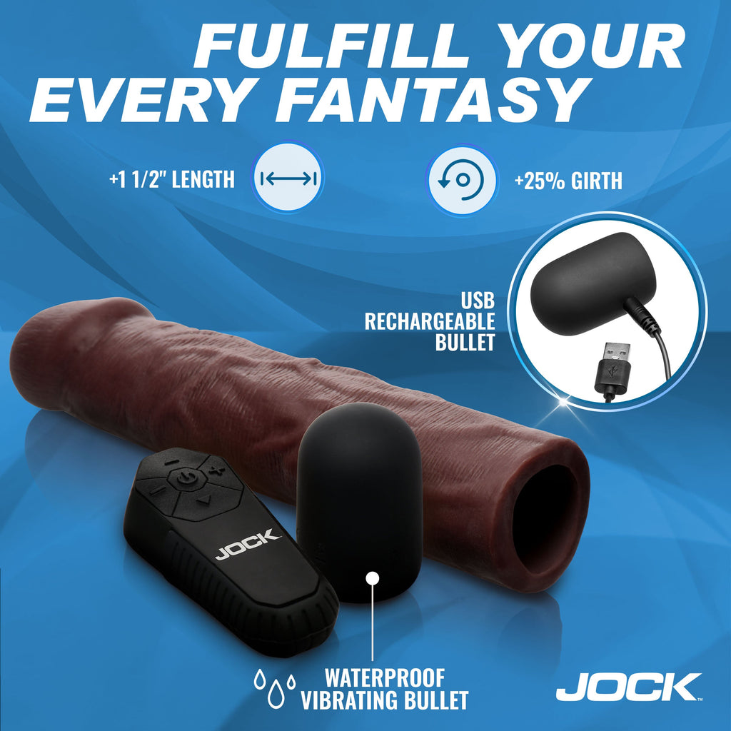 JOCK Enhancers Vibrating Penis Extension w/ Remote - Dark