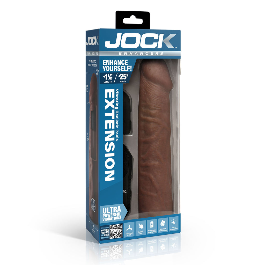 JOCK Enhancers Vibrating Penis Extension w/ Remote - Dark
