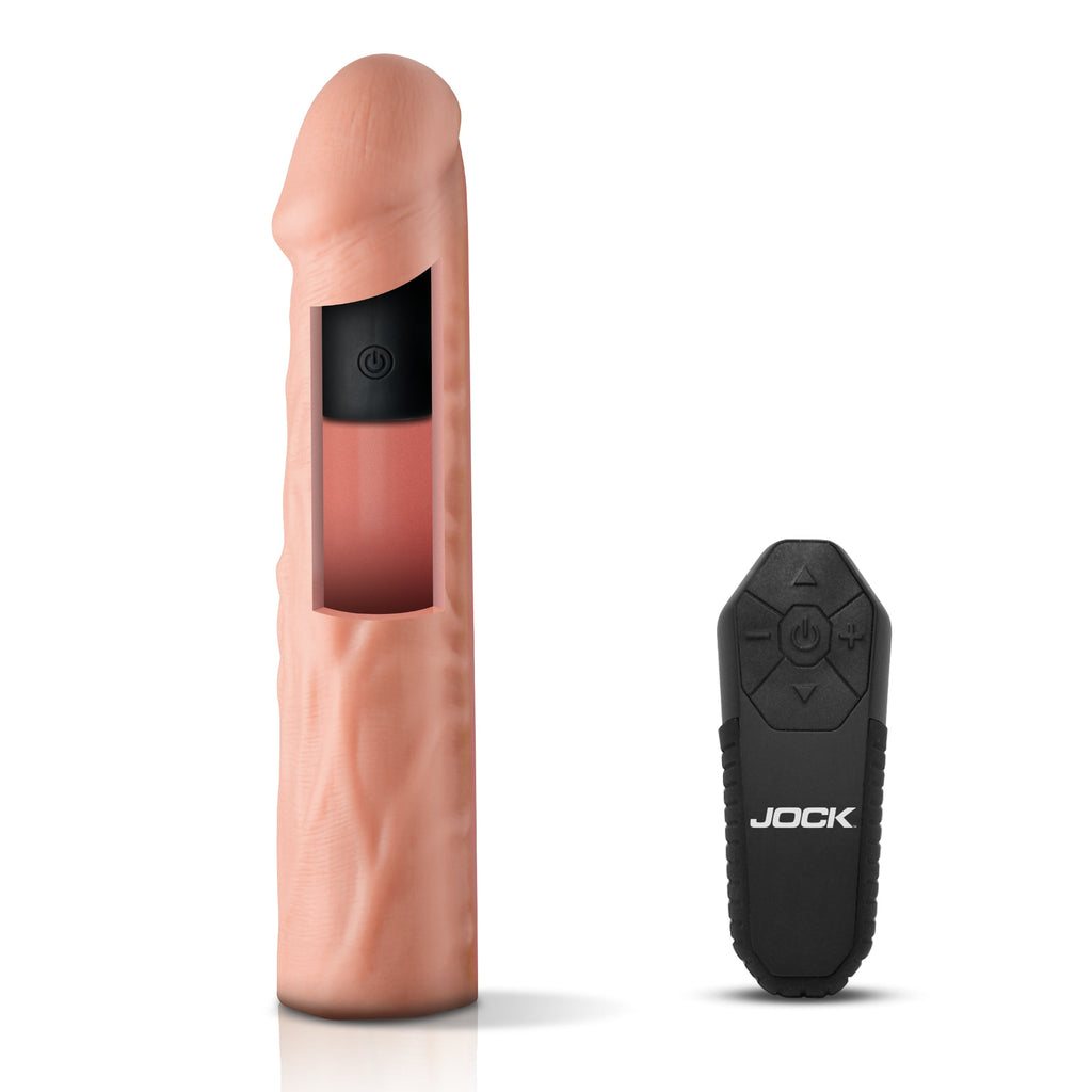JOCK Enhancers Vibrating Penis Extension w/ Remote - Light