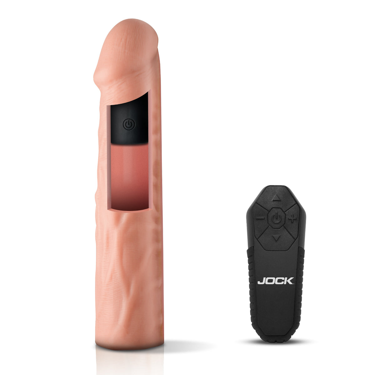 JOCK Enhancers Vibrating Penis Extension w/ Remote - Light