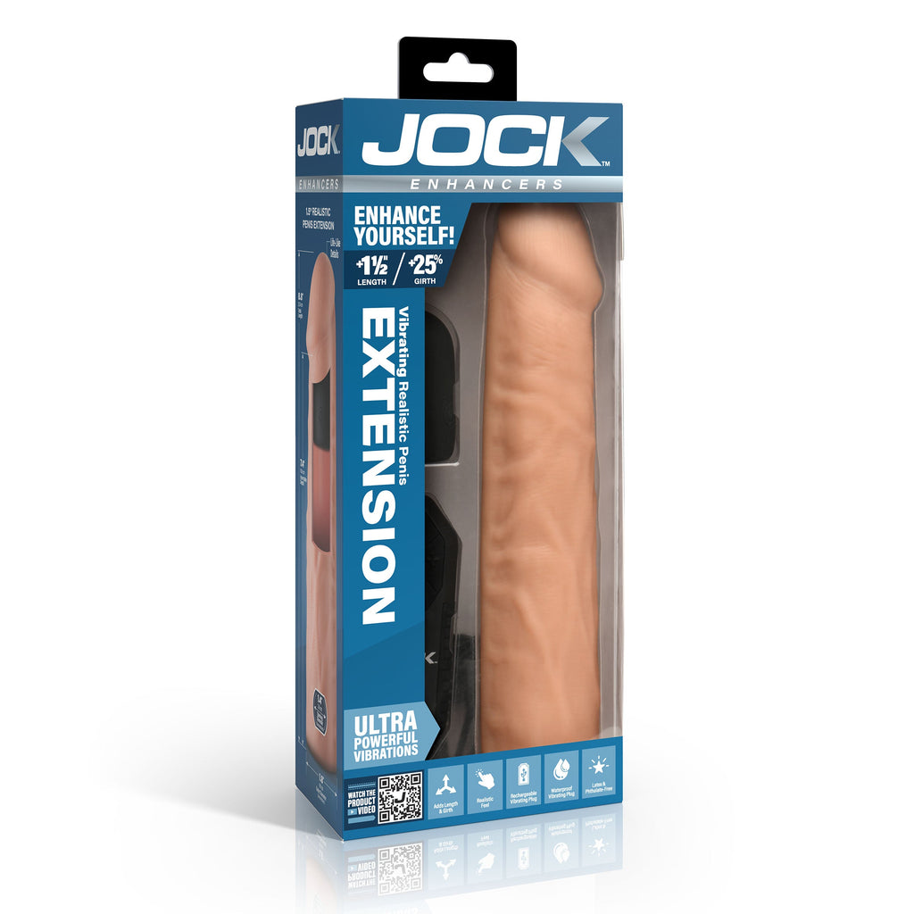 JOCK Enhancers Vibrating Penis Extension w/ Remote - Light