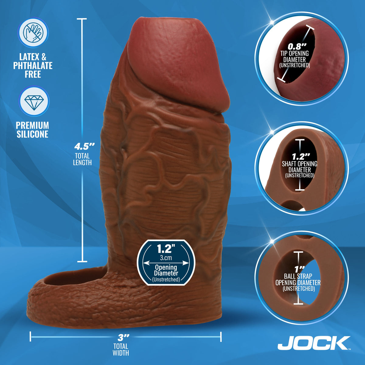 JOCK Enhancers Silicone Penis Extension Sleeve - Dark