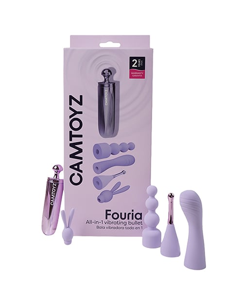 Camtoyz Fouria All-in-One Vibrating Bullet with Attachments - Purple